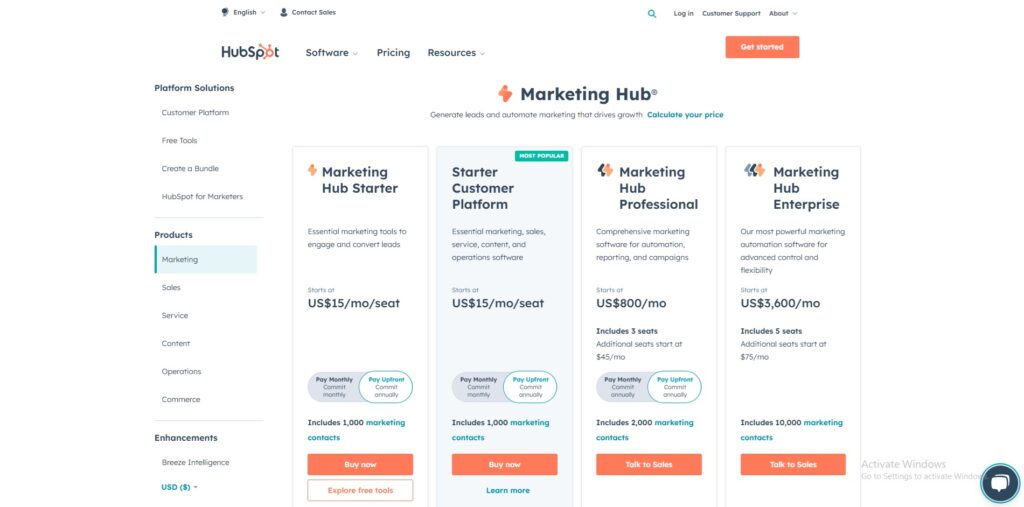 hubspot pricing